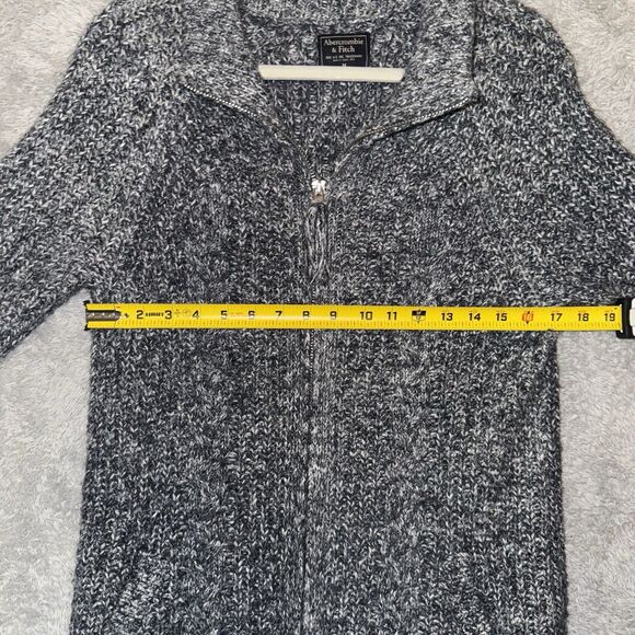 Abercrombie & Fitch Women’s Zip Sweater M Gray Marled Knit Cozy Y2K Preppy - Picture 7 of 8